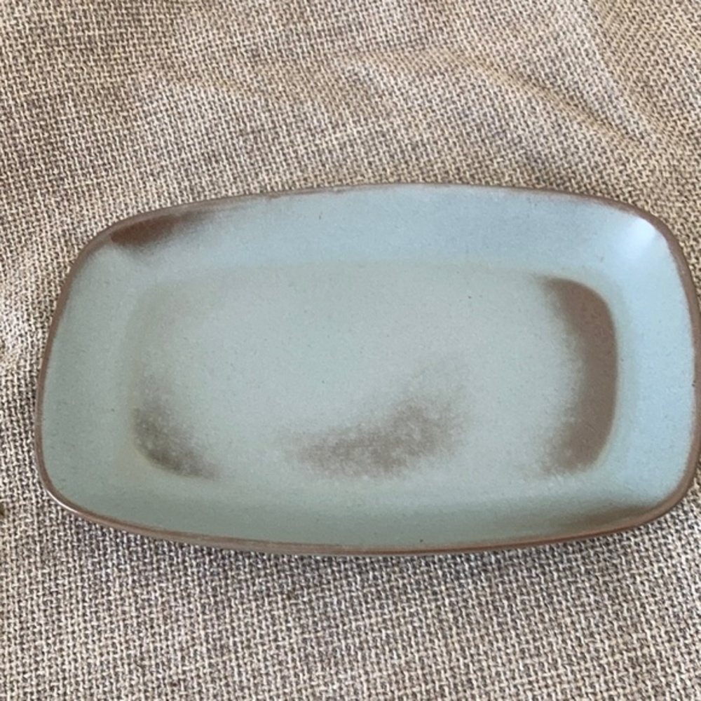 Frankoma ceramic rectangular serving dish blue glaze.